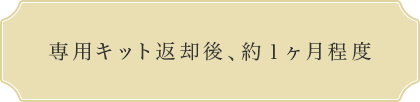 専用キット返却後、約1ヶ月程度